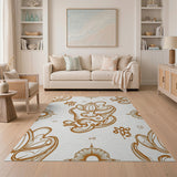 Orange Persian Floral Motif Area Rug