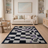 Purple Black Geometric Abstract Area Rug