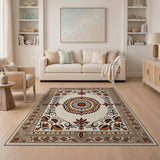 Beige Persian Medallion Floral Area Rug