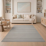 Grey Geometric Modern Grey Striped Woven Area Rug