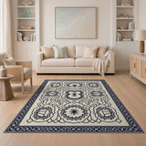 Ornate Navy Blue Traditional Persian Area Rug