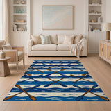 Nautical Crossed Oars Blue Waves Rug