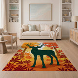 Majestic Autumn Deer Silhouette Area Rug