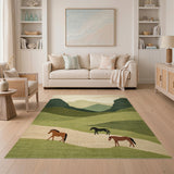 Tranquil Horses Green Mountains Area Rug