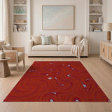Red Red Swirling Abstract Area Rug