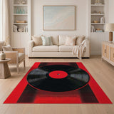 Red Vinyl Record Area Rug