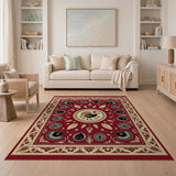 Red Peacock Medallion Persian Rug