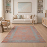 Orange Grey Geometric Southwestern Area Rug
