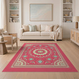 Vibrant Pink Persian Mandala Area Rug