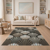 Grey Seashell Coastal Beach Rug