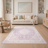 Purple Persian Medallion Washable Area Rug