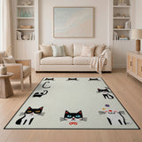 Whimsical Black Cats 'C' Kids Cartoon Rug