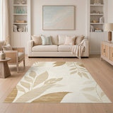 Beige Leaf Area Rug