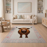 Shaggy Highland Cow Brown Area Rug