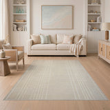 Beige and Neutral Geometric Modern Beige Vertical Stripe Area Rug
