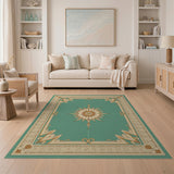 Ornate Teal Starburst Medallion Area Rug