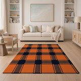 Orange Orange Black Buffalo Plaid Area Rug