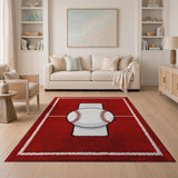 Red Baseball Diamond Area Rug