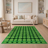 Lucky Green Clover Grid Area Rug