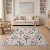 Playful Pink Flower Star Pattern Rug