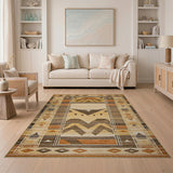 Brown and Tan Geometric Southwestern Geometric Brown Tan Area Rug