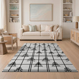 ODIKA Modern Black and White Pine Tree Plaid Washable Rug, Low Pile Non-Slip
