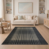 Black White Plaid Checkered Area Rug