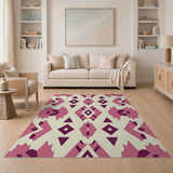 Pink Geometric Heritage Tribal Area Rug