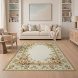 Elegant Gold-Framed Floral Border Area Rug