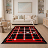 Red Backgammon Board Area Rug