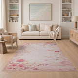 Floral Vintage Pink Blush Pink Peony Floral Vintage Area Rug