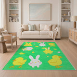 Cute Cartoon Bunny Chick Kids Area Rug