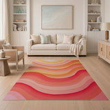 Multi-color and Patterns Wavy Sunset Abstract Area Rug