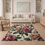 Floral Vintage Vintage Blush Rose Floral Area Rug