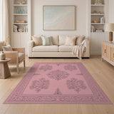Elegant Pink Ornate Floral Area Rug