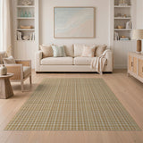 Rustic Farmhouse Beige Woven Grid Area Rug