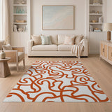Vibrant Orange Squiggle Abstract Area Rug