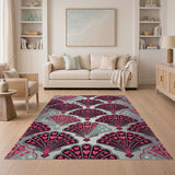 Pink Heart Scallop Fan Area Rug