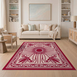 Red Lotus Medallion Persian Area Rug