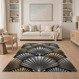 Gold Silver Scallop Shell Area Rug