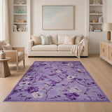 Purple Peony Floral Floral Vintage Area Rug