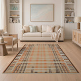 Orange Orange Geometric Striped Woven Area Rug