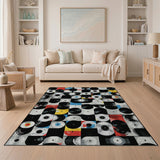Vinyl Records Geometric Area Rug