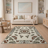 Cream Sunflower Medallion Persian Area Rug
