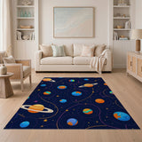 Multi-color and Patterns Whimsical Space Planets Kids Area Rug