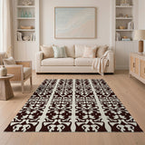 Intricate Tribal Motif Beige Area Rug