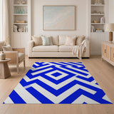 Bold Blue Zigzag Geometric Area Rug