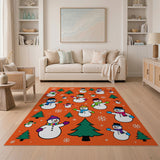 Festive Colorful Snowmen Holiday Rug