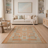 Geometric Orange Beige Area Rug