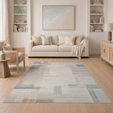 Beige and Neutral Geometric Abstract Area Rug
